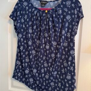 Liz Claiborne Navy Blue Floral Blouse